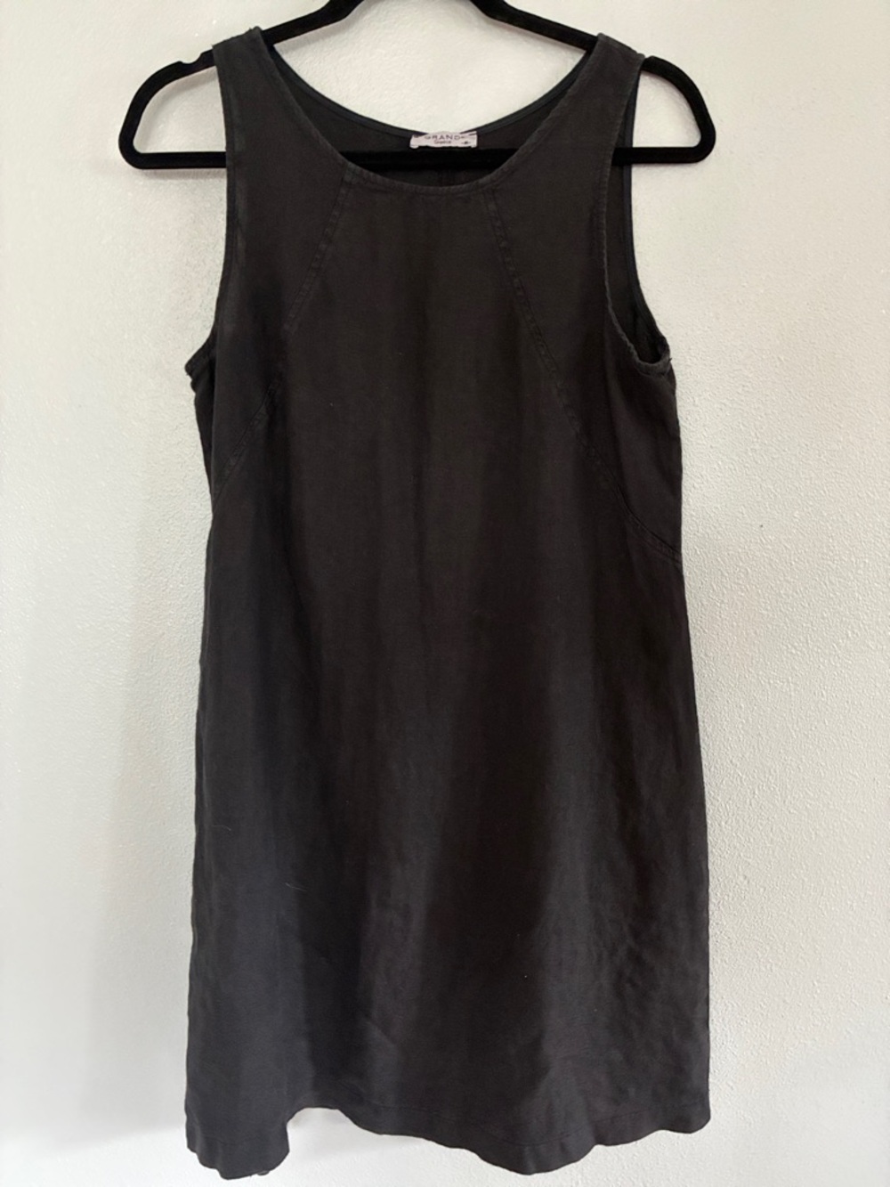 Grand Greece 100% Linen Black Sleeveless Dress Minimal Shift Casual Women’s  M